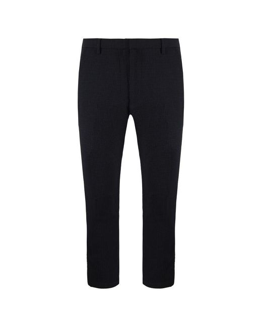 Armani Black Emporio Slim Fit Waffle Trousers Wool for men