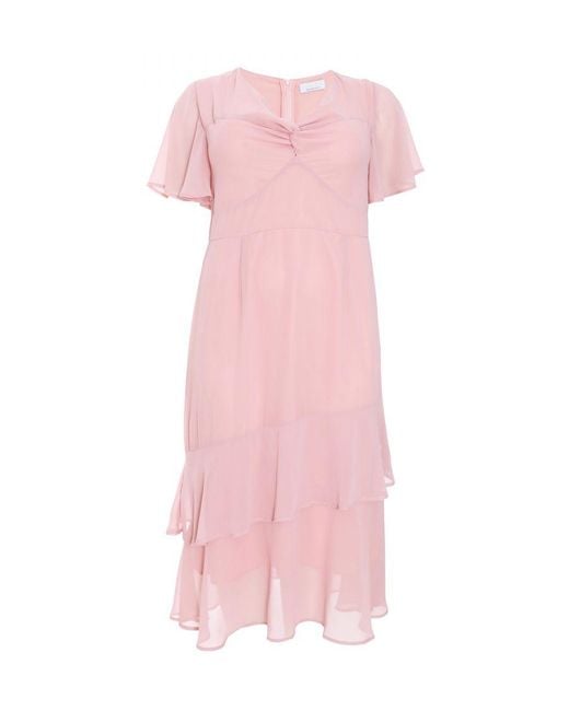 Quiz Pink Curve Chiffon Midaxi Dress