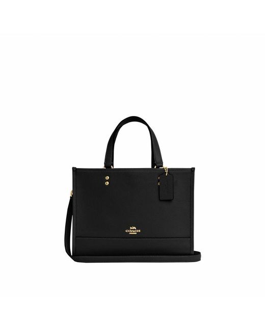 COACH Black Refined Pebbled Leather Dempsey Carryall Bag