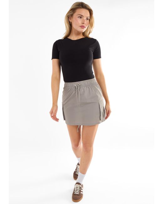 Gini London Black Drawstring Parachute Mini Cargo Skirt