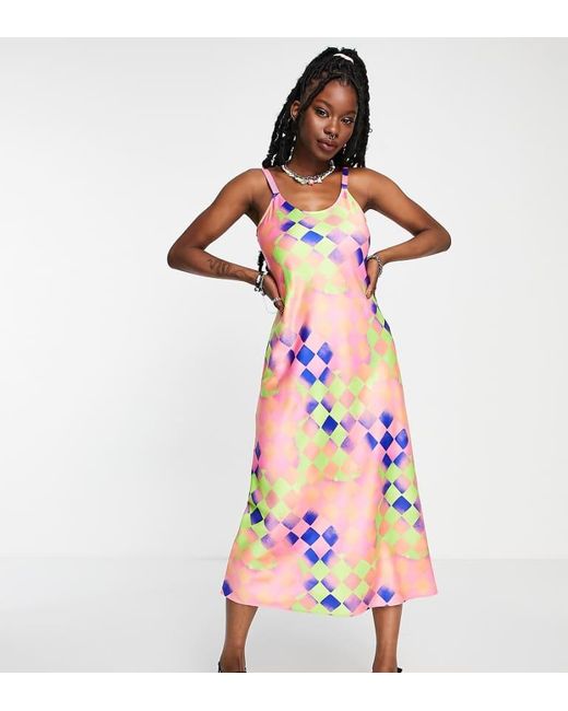 Collusion Multicolor Cami Abstract Printed Maxi Slip Dress