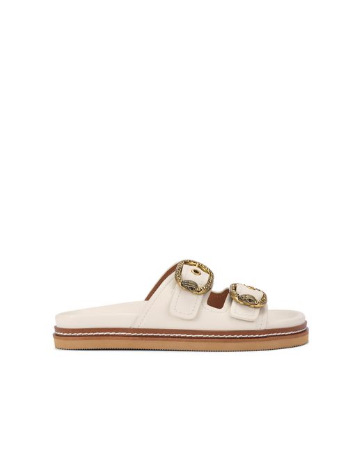 Kurt Geiger Natural Leather Mayfair 2 Buckle Sandal Sandals