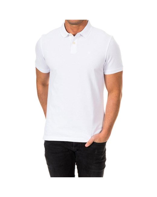 Hackett White Short-Sleeved Polo Shirt With Lapel Collar Hm561503 for men