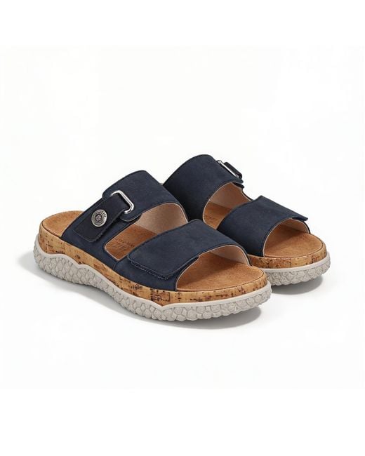 Rieker Blue V0300 Cross Strap Sandals Leather