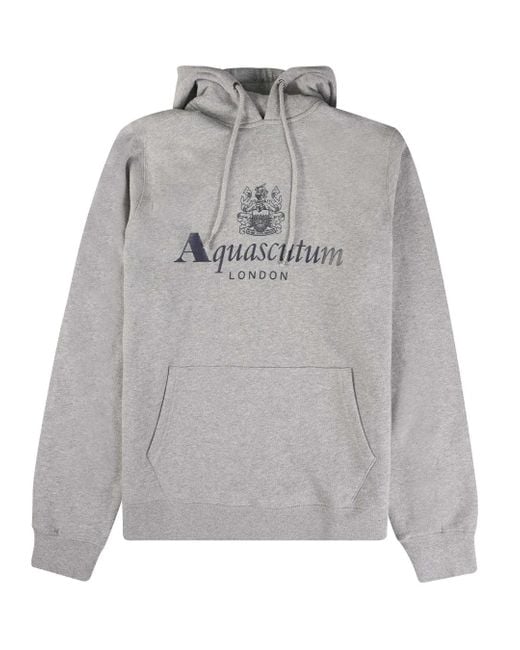 Aquascutum Gray Active Big Logo Light Hoodie Cotton for men