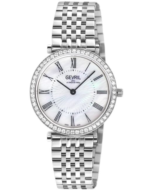 Gevril Gray Steinway Diamond, Stainless Steel Case, Mop Dial, 316L Bracelet Watch