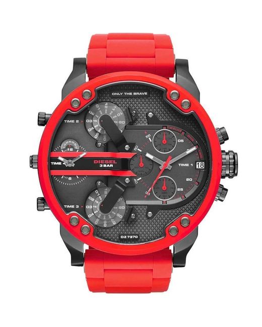 DIESEL Red Mr. Daddy 2.0 Gunmetal Dial Quartz Mens Watch for men
