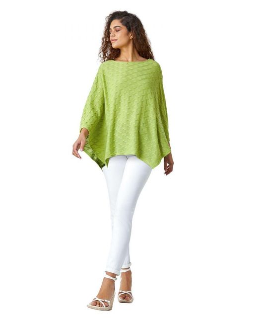 Roman Green Textured Stretch Jersey Poncho