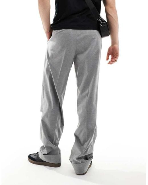 ASOS Black Smart Wide Leg Trousers With Knee Splits for men