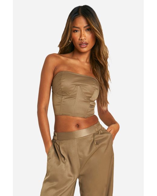 Boohoo Brown Structured Cropped Bandeau