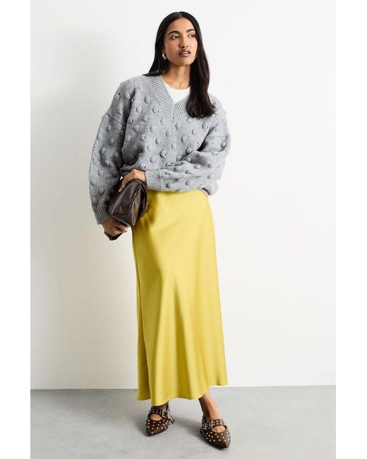 Warehouse Yellow Satin Bias Cut Maxi Skirt