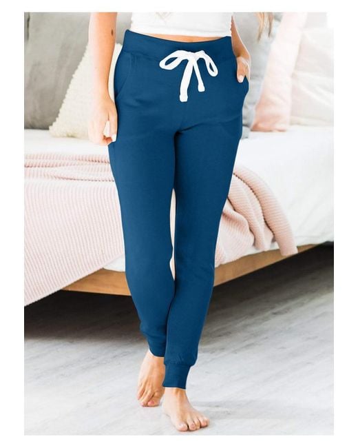 Azura Exchange Blue Drawstring Waist Pocketed Joggers
