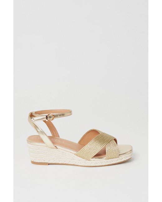 Wallis White Wide Fit Raine Rope Detail Espadrille Medium Wedge Sandals