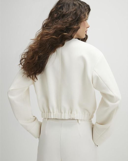 River Island White Jacket Bomber Long Sleeve Pocket Detail