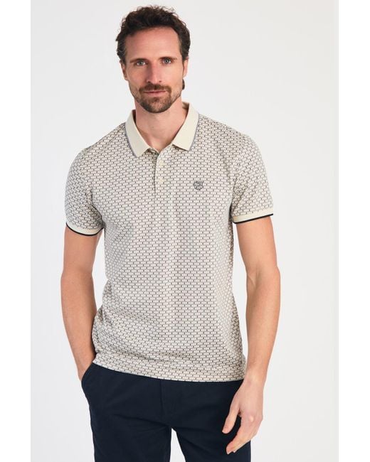 Kensington Eastside Gray Pale Cotton Short Sleeve Button-Up Polo Shirt for men