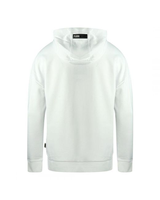 Philipp Plein White Equipment Logo Hoodie Cotton for men