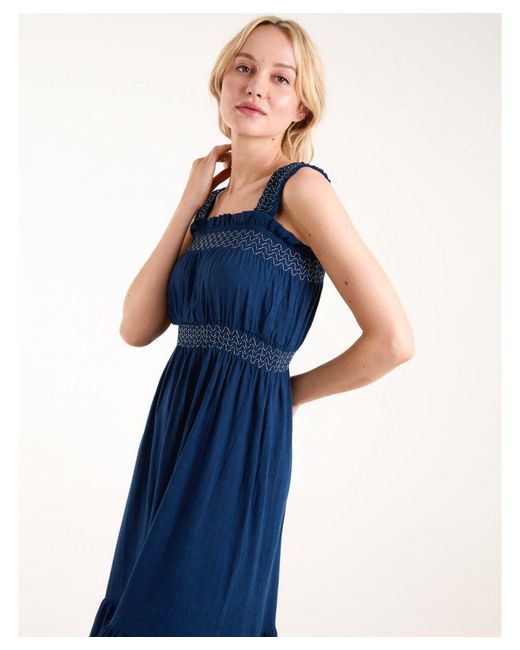 Blue Vanilla Blue Shirred Detail Midi Dress
