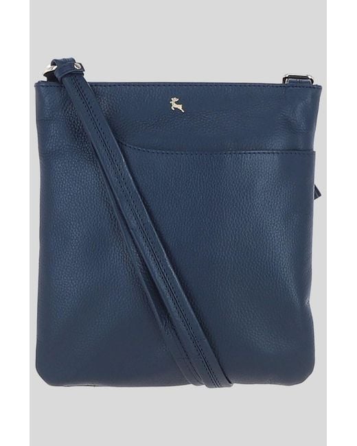 Ashwood Leather Blue 'Melodia' Real Curve Pocket Crossbody Bag