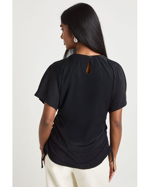 Boohoo Black Loose Ruched Side Body Top