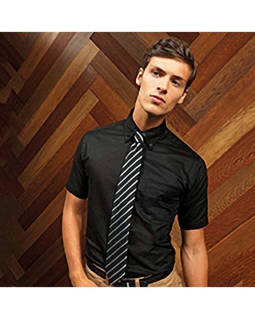 PREMIER Black Signature Oxford Short Sleeve Work Shirt for men