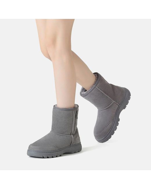 EVER AU Gray Starling Zipper Short Boots