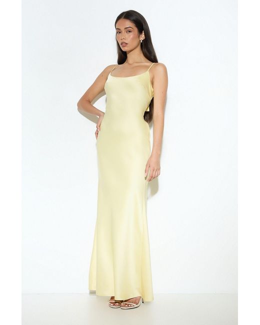 MissPap Metallic Premium Satin Bow Back Detail Bridesmaids Dress