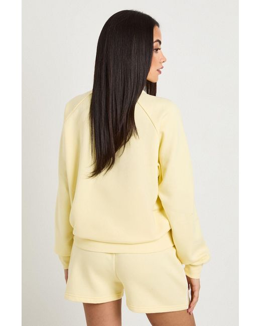 Boohoo Yellow Half Zip Sweatshirt Piping Detail Short Tracksuit