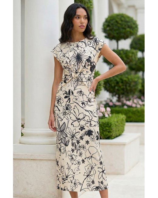 Roman Green Printed Twist Front Wrap Dress