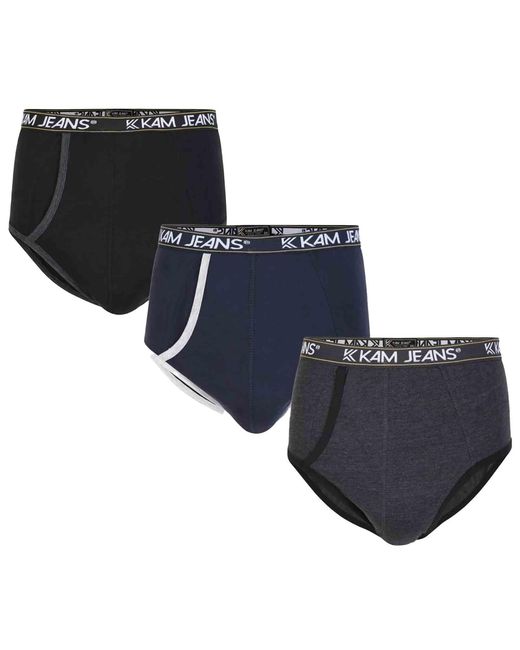KAM Jeanswear Blue Kam Big & Tall Multipack Of 3 Briefs for men