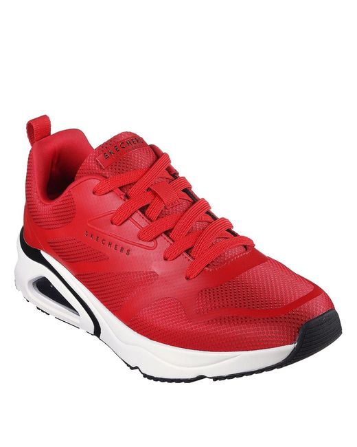 Skechers Red Mesh Print Overlay Low Top Trainers for men