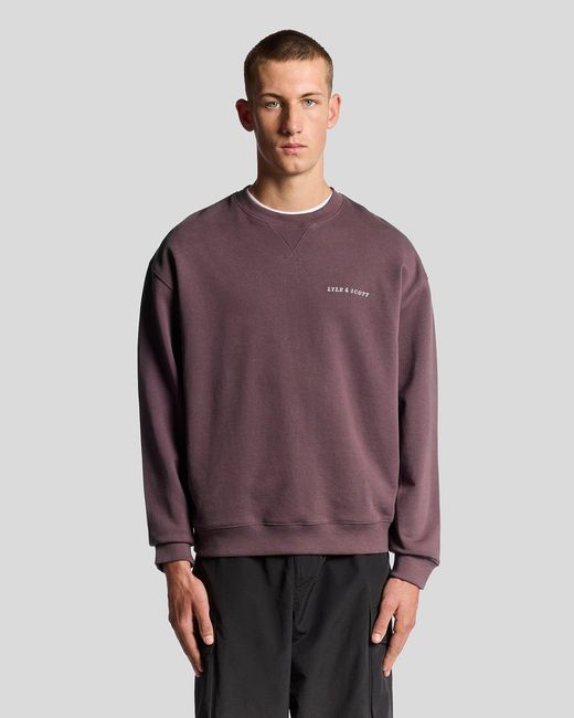 Lyle & Scott Purple Script Brushback Fleece Sweatshirt for men