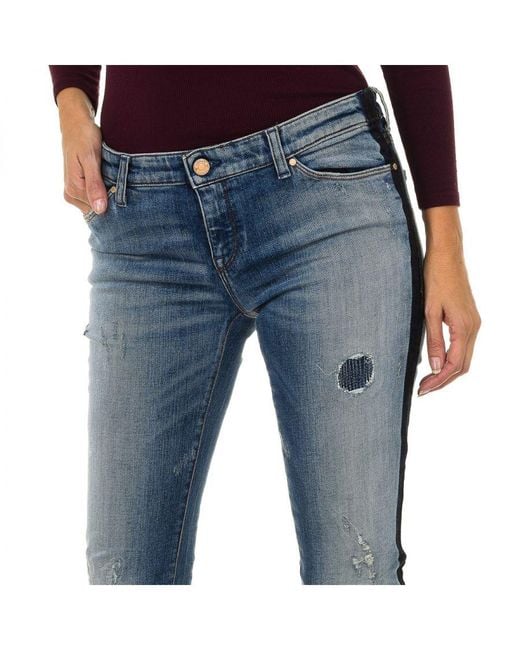Armani Blue Long Worn And Torn Effect Denim Pants 6Y5J06-5D2Zz