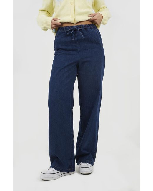 Brave Soul Blue Elasticated Waist Straight Leg Jean