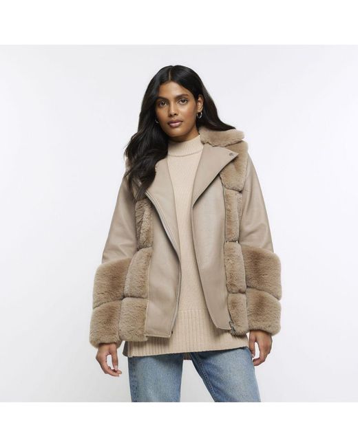 Cream faux fur jacket uk deals