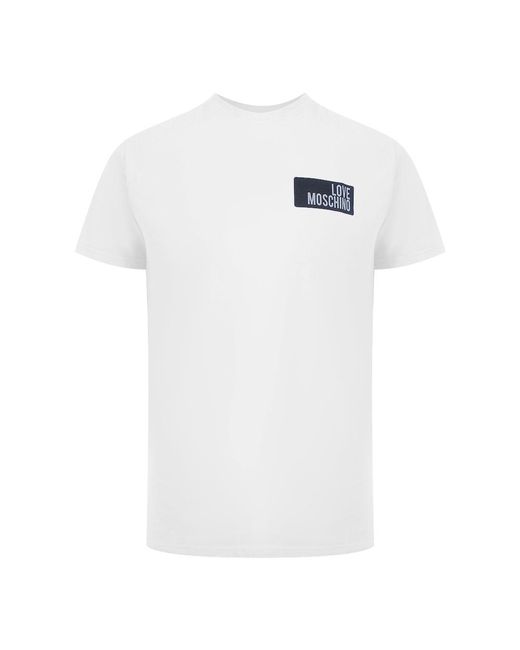 Moschino White Love Box Logo T-Shirt Cotton for men