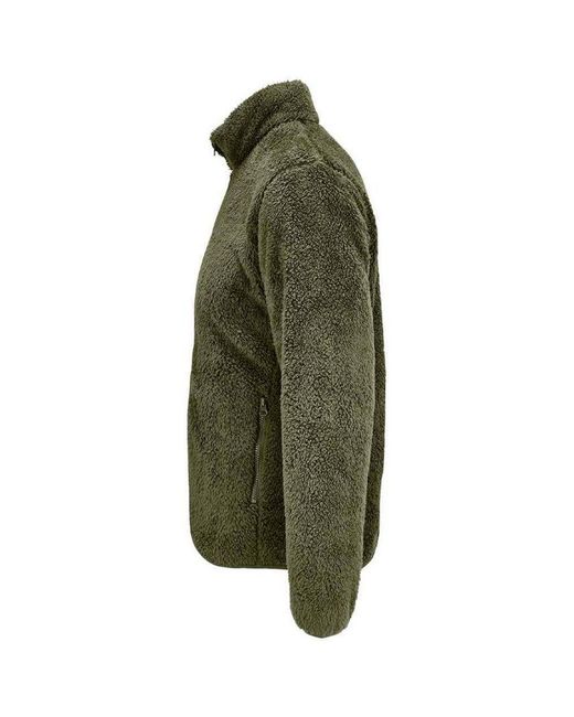 Sol's Green Adult Finch Fluffy Jacket (Army)