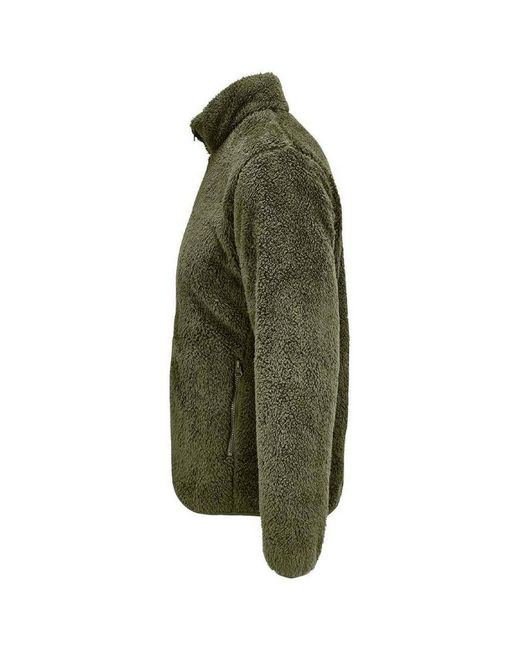 Sol's Green Adult Finch Fluffy Jacket (Army)