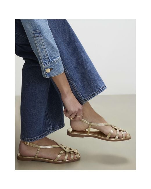 River Island Blue Sandals Caged Flat Pu