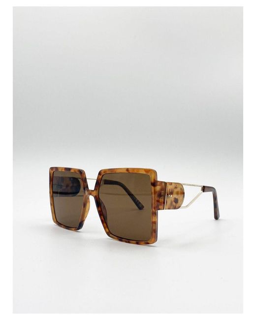 SVNX White Oversized Square Sunglasses With Temple Frame Detail