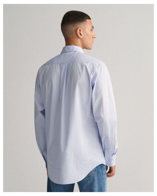 Gant Blue Regular Fit Long Sleeve Poplin Shirt for men