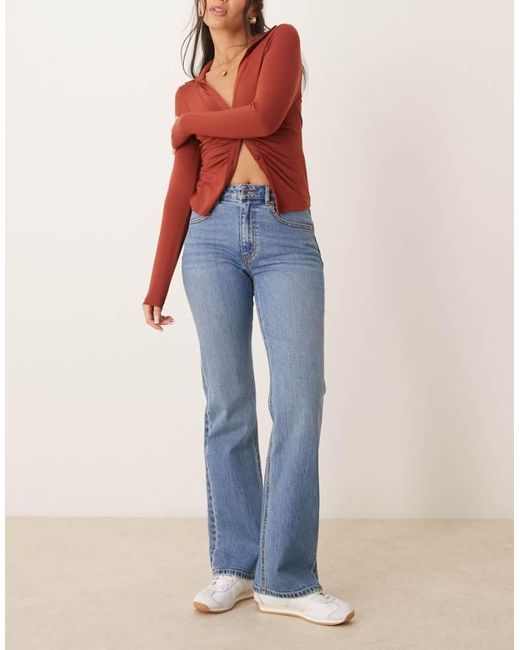 Gina Tricot Blue Mid Rise Bootcut Stretch Jeans