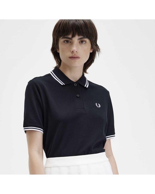 Fred Perry Polo Twin Tipped Zwart in het Black