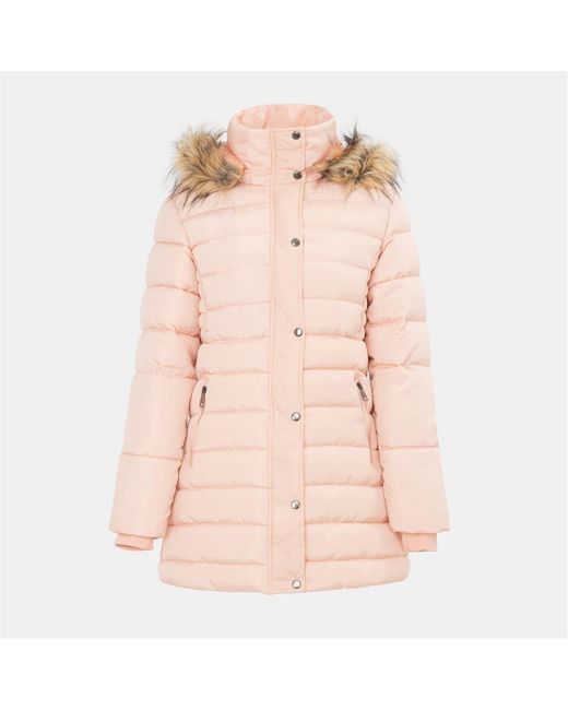 I Saw It First Pink Solid Patterned Hooded Snap Button Ribbed Cuff Parka Jacket