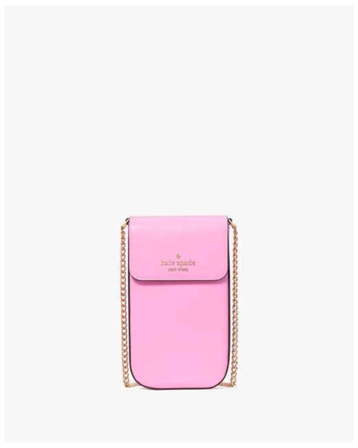 Kate Spade Pink Madison Saffiano Leather North South Flap Phone Crossbody