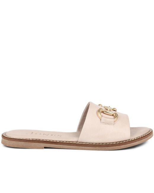 Jones Bootmaker Pink Emillina Leather Buckle Mule Sandals