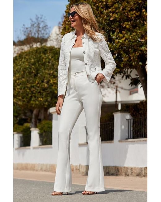 Sosandar White Ivory Kick Flare Trouser