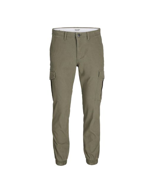 Jack & Jones Green Cuffed Cargo Pants Slim Fit for men