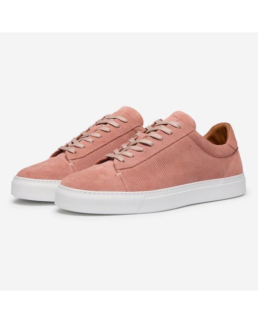 Oliver Sweeney Pink Perforated Calf Suede Cupsole Trainers for men