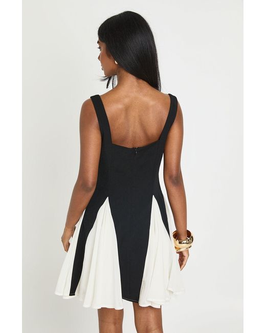 Boohoo Black Mono Godet Hem Mini Dress
