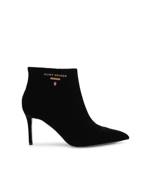 Kurt Geiger Black Velvet Stiletto Ankle Boots